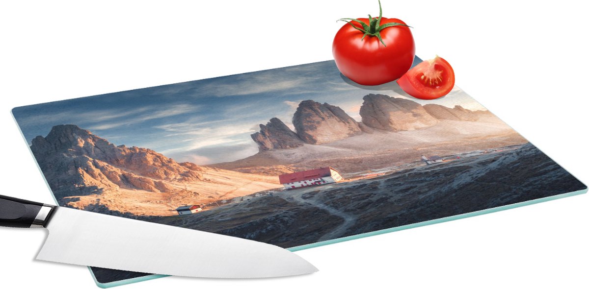 Glazen Snijplank - 39x28 - Huis - Bergen - Landschap - Snijplanken Glas