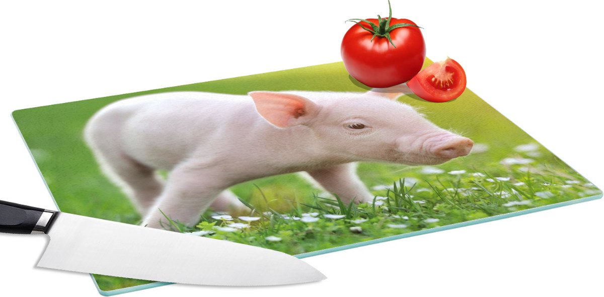 Glazen Snijplank - 39x28 - Dieren - Biggetje - Varken - Snijplanken Glas