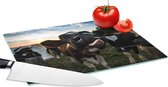 Glazen Snijplank - 28x20 - Koe - Dieren - Natuur - Uitstekende tong - Snijplanken Glas