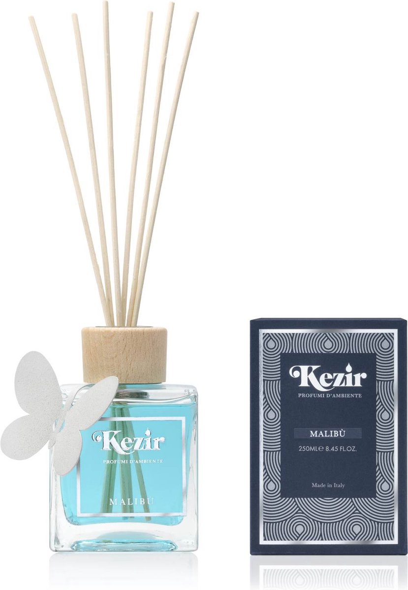 Kezir - Malibu - Decoratie - Italiaanse - natuurlijke parfum voor in huis - diffuser - 200 ml