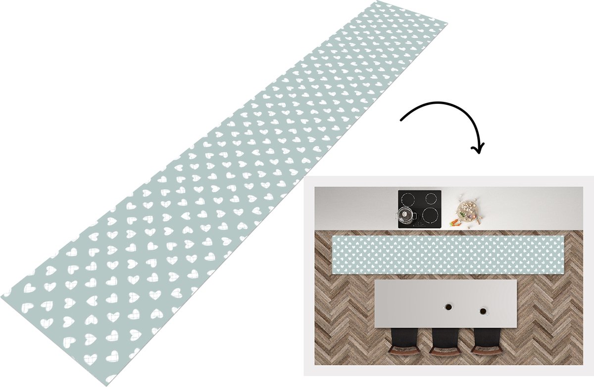 Keukenloper - Keukenmat - Groen - Design - Geometrie - Patroon - 360x60 cm - Keuken vloerkleed