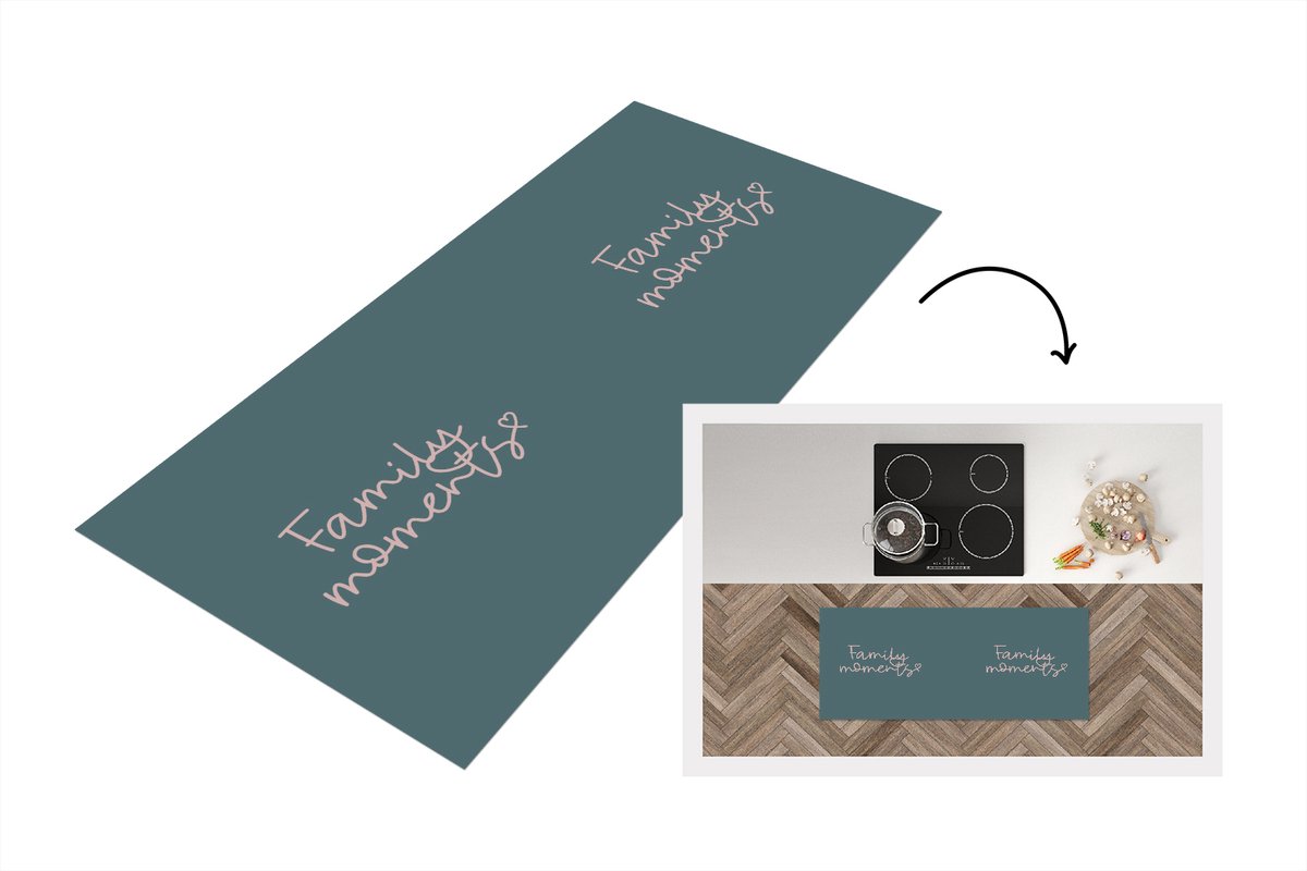 KitchenYeah Keukenloper - Loper keuken - Spreuken - Quotes - Family moments - Familie - 120x50 cm - Keukenloper vinyl Multicolor