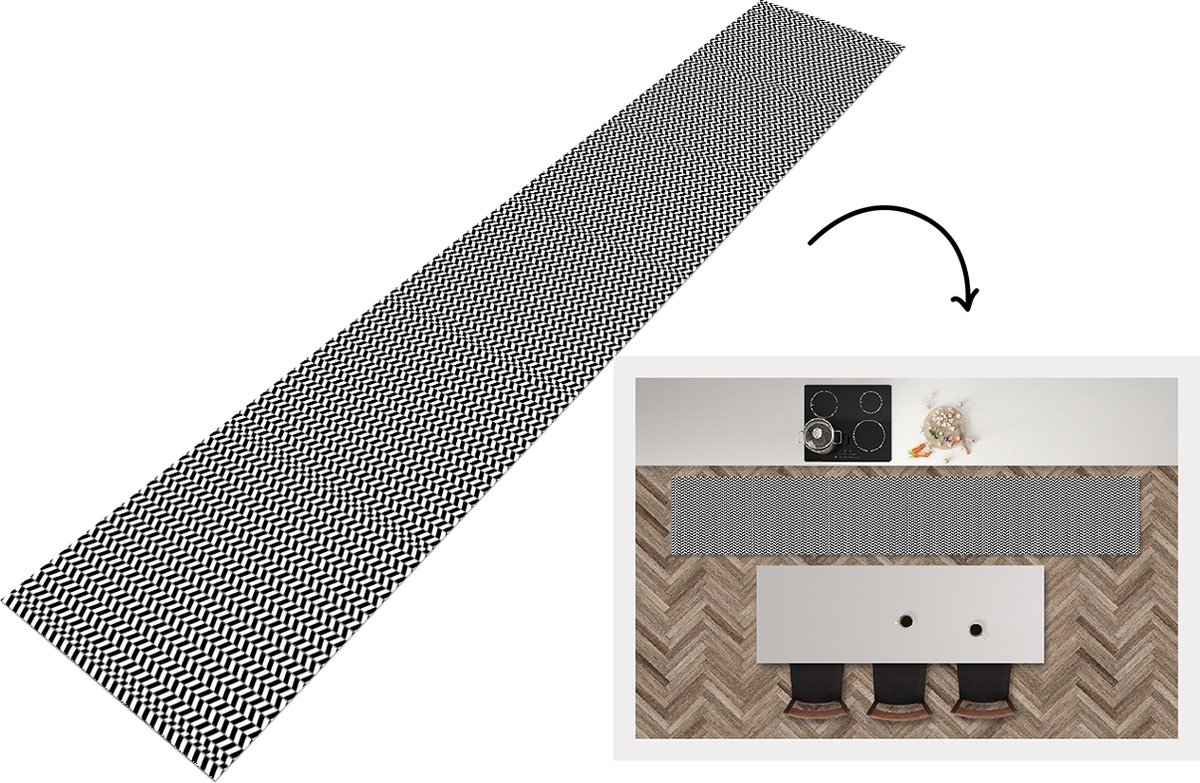 KitchenYeah Keukenloper - Loper keuken - Abstract - Patronen - Design - Lijn - 300x50 cm - Keukenloper vinyl Multicolor