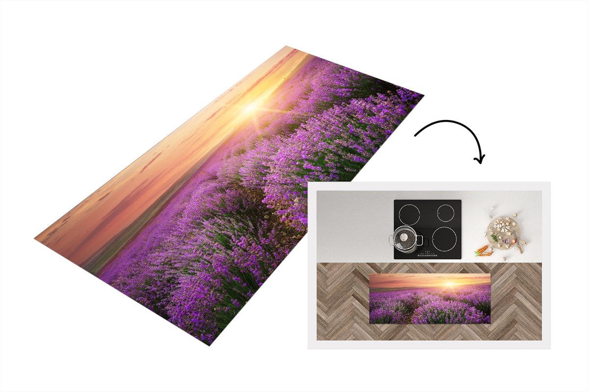 Keukenloper - Loper keuken - Lavendel - Zon - Bloemen - 120x50 cm - Keukenloper vinyl