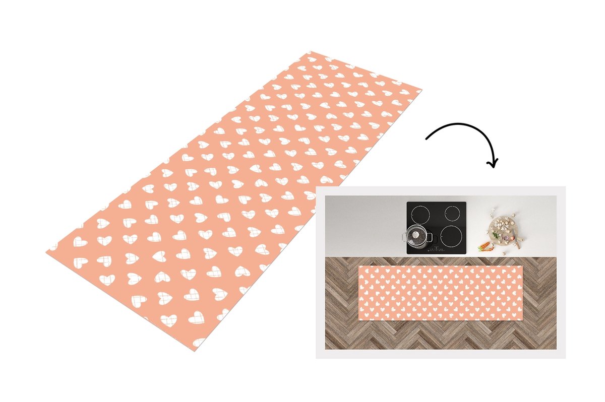 KitchenYeah Keukenloper - Loper keuken - Patronen - Abstract - Hart - Geometrie - 180x60 cm - Keukenloper vinyl Multicolor