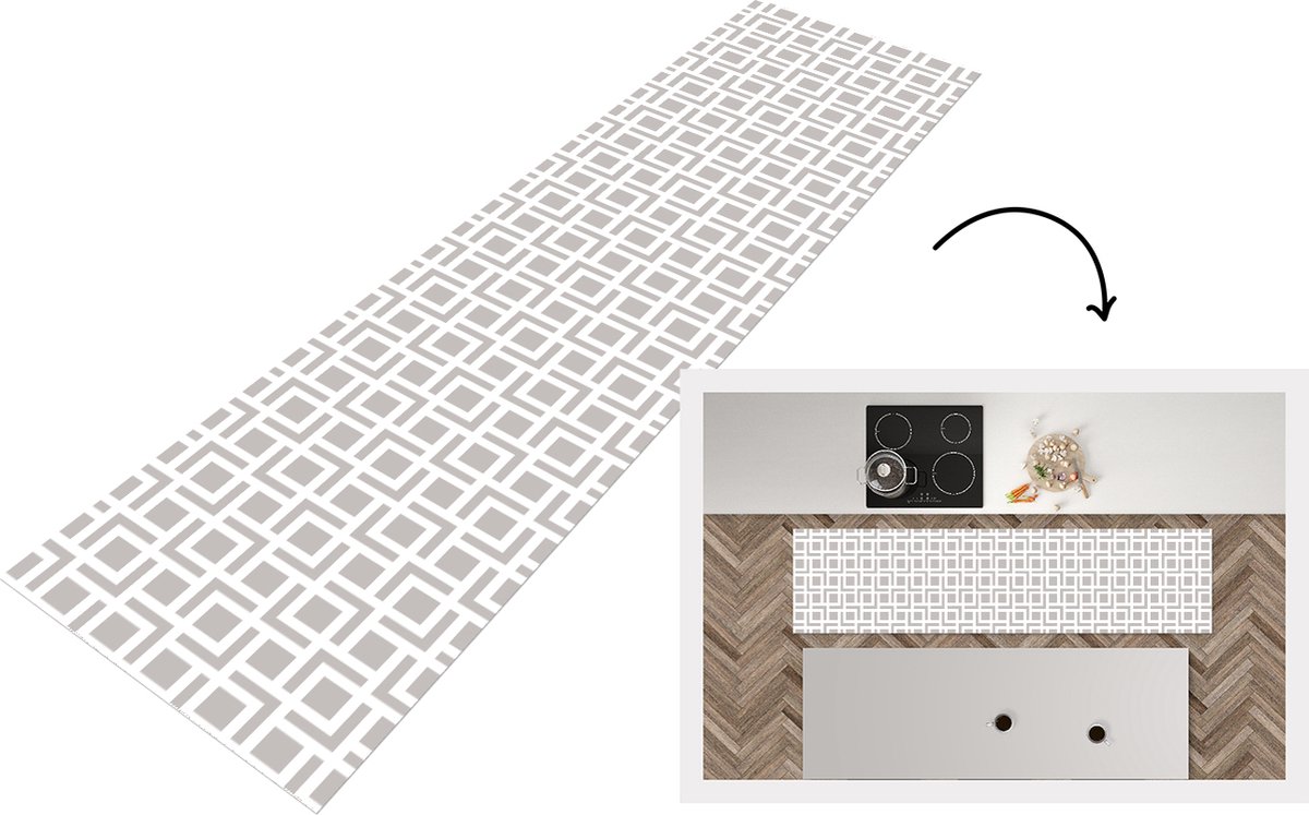 KitchenYeah Keukenloper - Loper keuken - Design - Lijn - Patroon - 240x60 cm - Keukenloper vinyl Multicolor