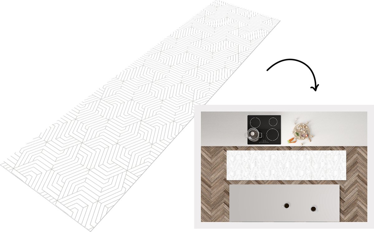 KitchenYeah Keukenloper - Loper keuken - Abstract - Patronen - Design - Lijn - 200x50 cm - Keukenloper vinyl Multicolor