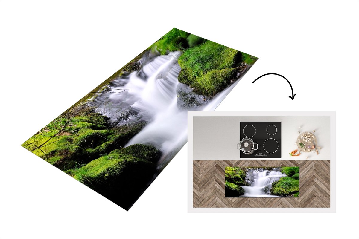 KitchenYeah Keukenloper Loper keuken Water Natuur Waterval 120x50 cm Keukenloper vinyl