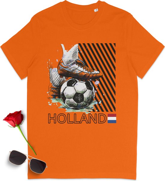 T Shirt Heren - T Shirt Dames - Voetbal Nederland - Oranje - Maat L