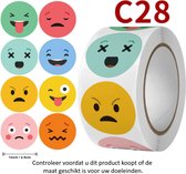 Rol met 500 kleurrijke papieren smiley stickers - 2.5 cm diameter - Emoji - Blij - Boos - Beschaamd - Walging - Emoties - Decoratie - Versiering - Verjaardag