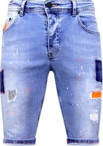 Exclusieve Skinny Jeans Short Heren - 1040 - Blauw