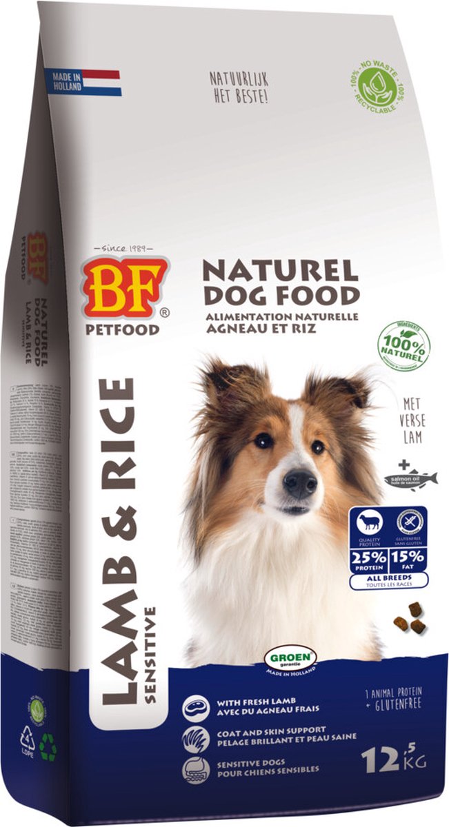 Biofood Lam & Rijst Glutenvrij - Hondenvoer - 12.5kg