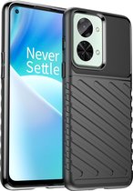 Mobigear Hoesje geschikt voor OnePlus Nord 2T 5G Telefoonhoesje Flexibel TPU | Mobigear Groove Backcover | Nord 2T 5G Case | Back Cover - Zwart