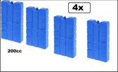 4x Koelelement blauw 200cc - Koel element koel box vriezer cold drank zomer