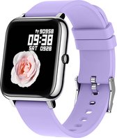 Belesy® HUNDRED - Zilver-Lila Smartwatch Dames - Horloge - 1.3 inch - Kleurenscherm - Full Touch - Stappenteller - Multi Sport - 100+ Watchfaces - Maak uw eigen wijzerplaat - Siliconen - Watch geschikt voor Android en iOS - Moederdag
