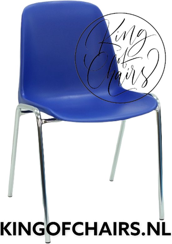 King of Chairs model KoC Elvira blauw met verchroomd onderstel