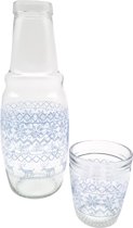 Schenkkan met drinkglas - Transparant - Glazen Waterkan met deksel - Waterkaraf voor Fruitwater - x L  BLAUW