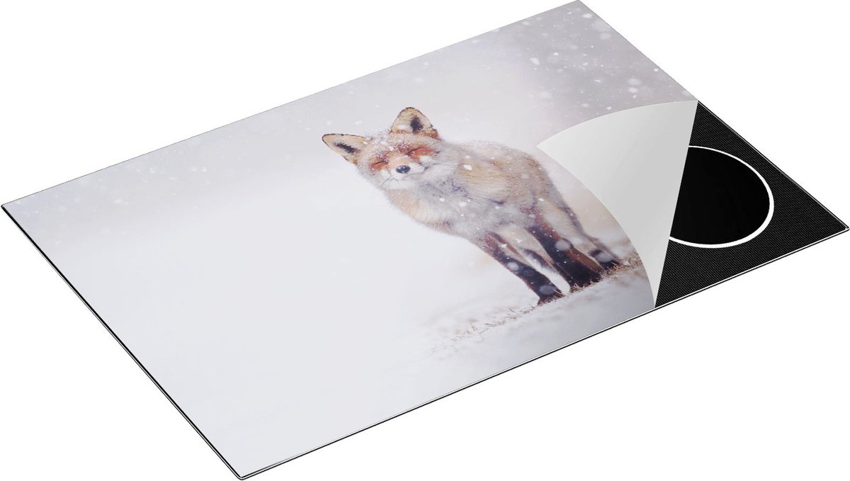Chefcare Inductie Beschermer Vos in de Sneeuw - 81x52 cm - Afdekplaat Inductie - Kookplaat Beschermer - Inductie Mat