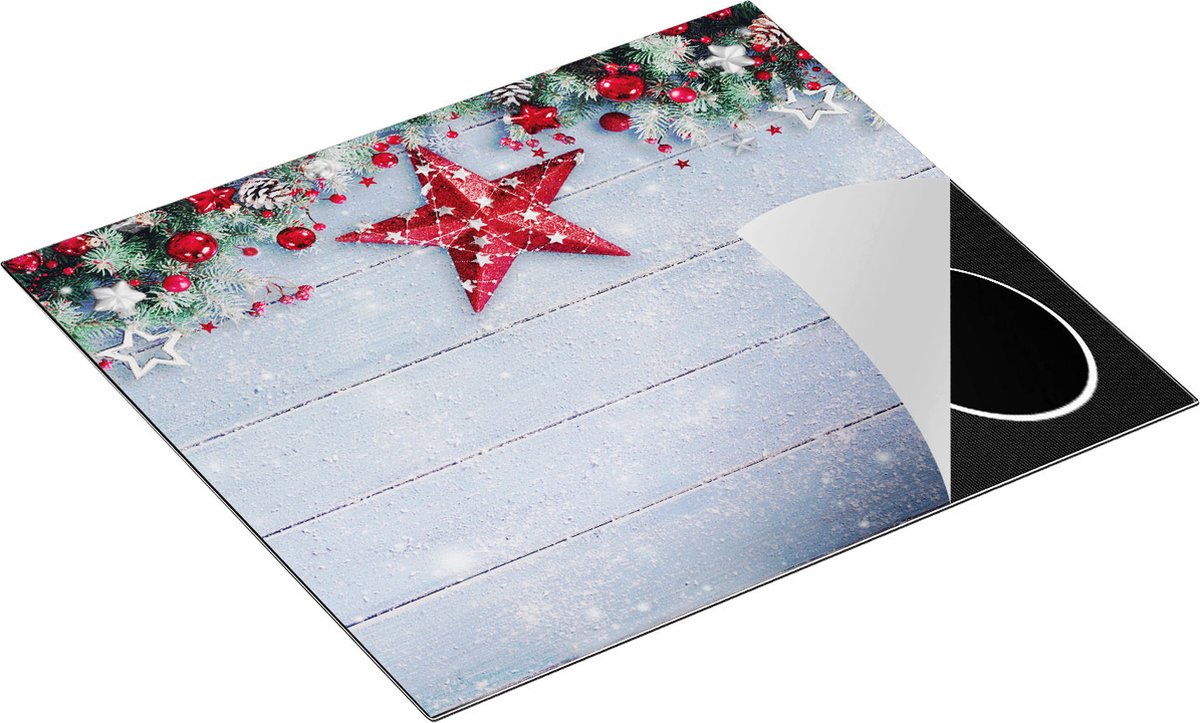 Chefcare Inductie Beschermer Kerst Achtergrond met Sneeuw op Tafel - 59x52 cm - Afdekplaat Inductie - Kookplaat Beschermer - Inductie Mat