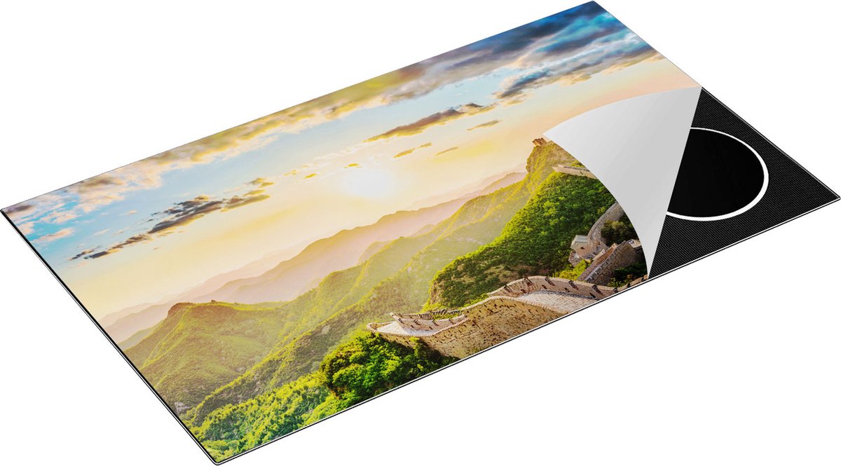 Chefcare Inductie Beschermer De Chinese Muur door de Bergen met Zon - 90x52 cm - Afdekplaat Inductie - Kookplaat Beschermer - Inductie Mat