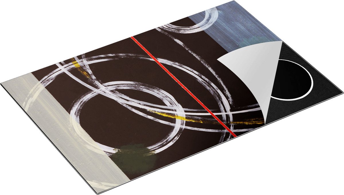 Chefcare Inductie Beschermer Abstracte Cirkels met een Rode Lijn - 78x52 cm - Afdekplaat Inductie - Kookplaat Beschermer - Inductie Mat