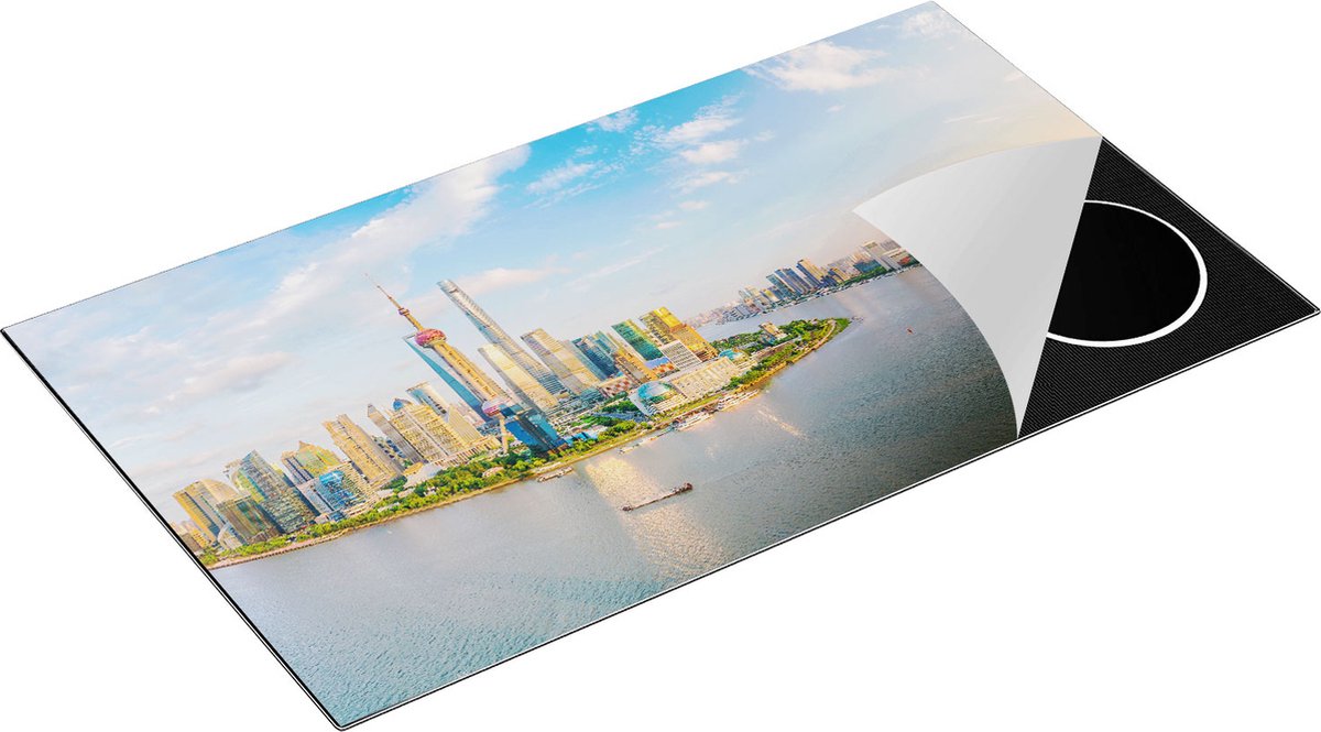 Chefcare Inductie Beschermer Skyline Shanghai Stad in China - 91,2x52 cm - Afdekplaat Inductie - Kookplaat Beschermer - Inductie Mat