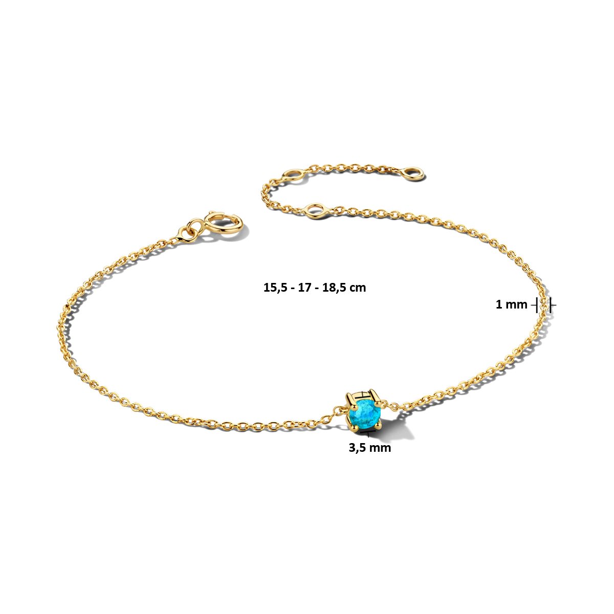 Armband Met Geboortesteen 15,5 - 17 - 18,5 Cm