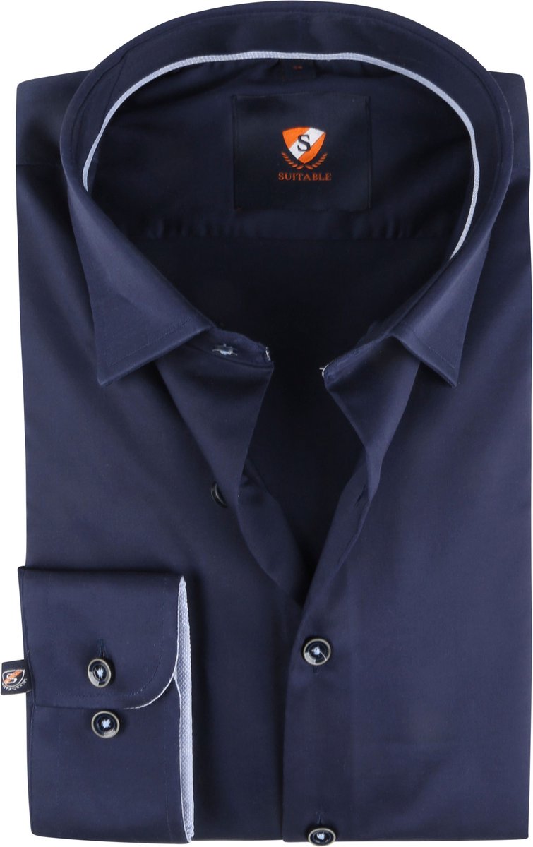 Suitable Twill Overhemd Donkerblauw - Maat 39 - Heren - Casual Shirt