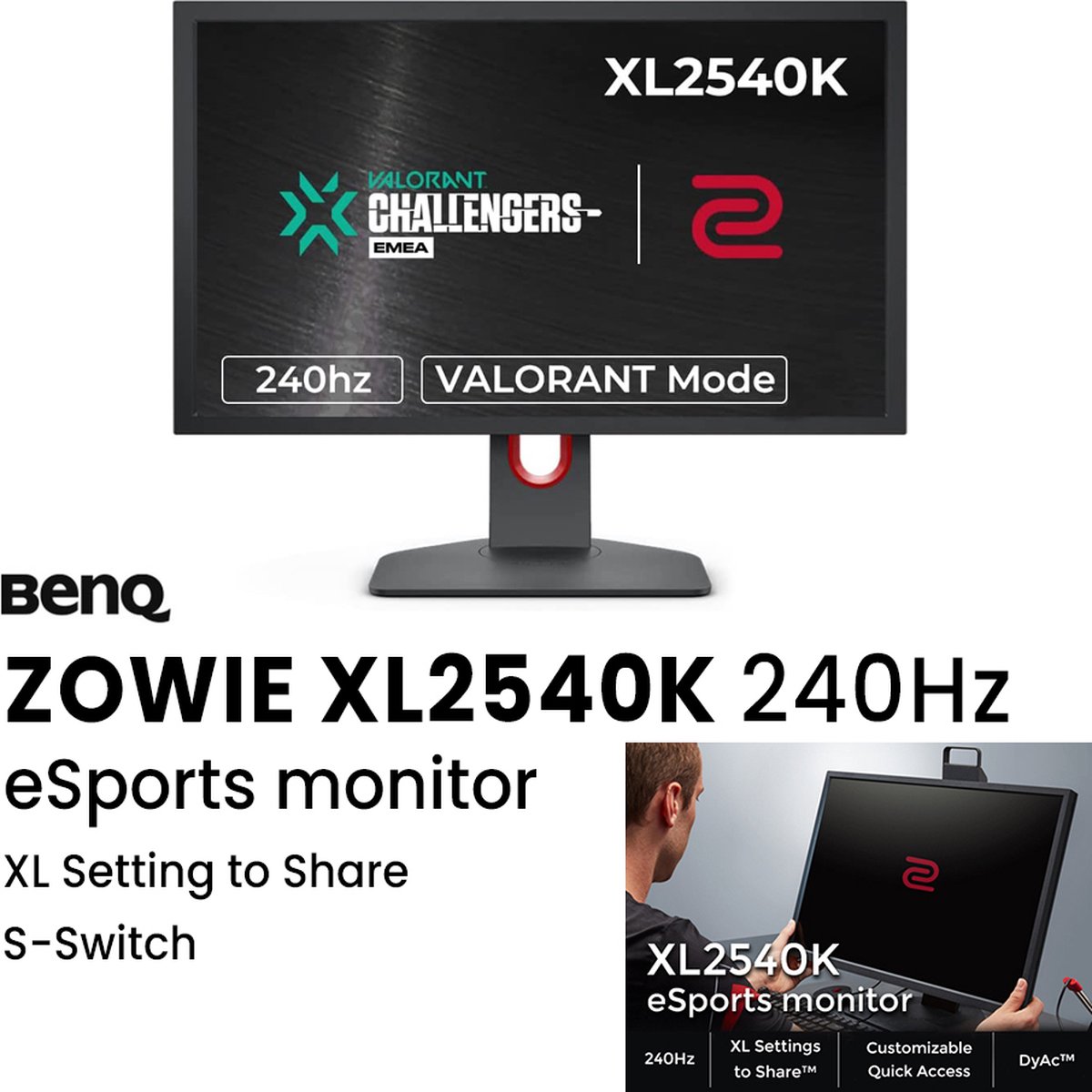 BenQ - Moniteur Gaming XL2540K - 240Hz - Réglages XL - 24 pouces