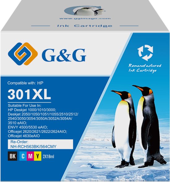 Gandg 301 Xl Compatibel Met Hp 301 301xl Inktcartridge Zwart En Kleur 2 Pack Hoge 9508