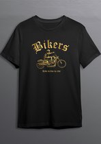 Motorshirt | Bikershirt | Zwart T-shirt | opdruk goud | L | Opdruk 1
