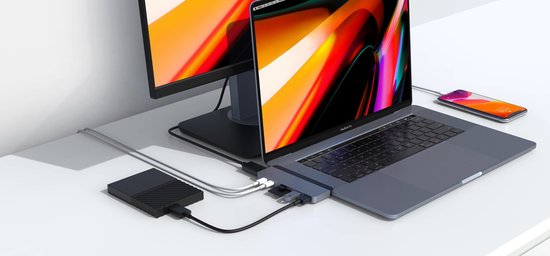 HYPER HD28C-SILVER USB-C dockingstation Geschikt voor merk: Apple MacBook USB-C Power Delivery