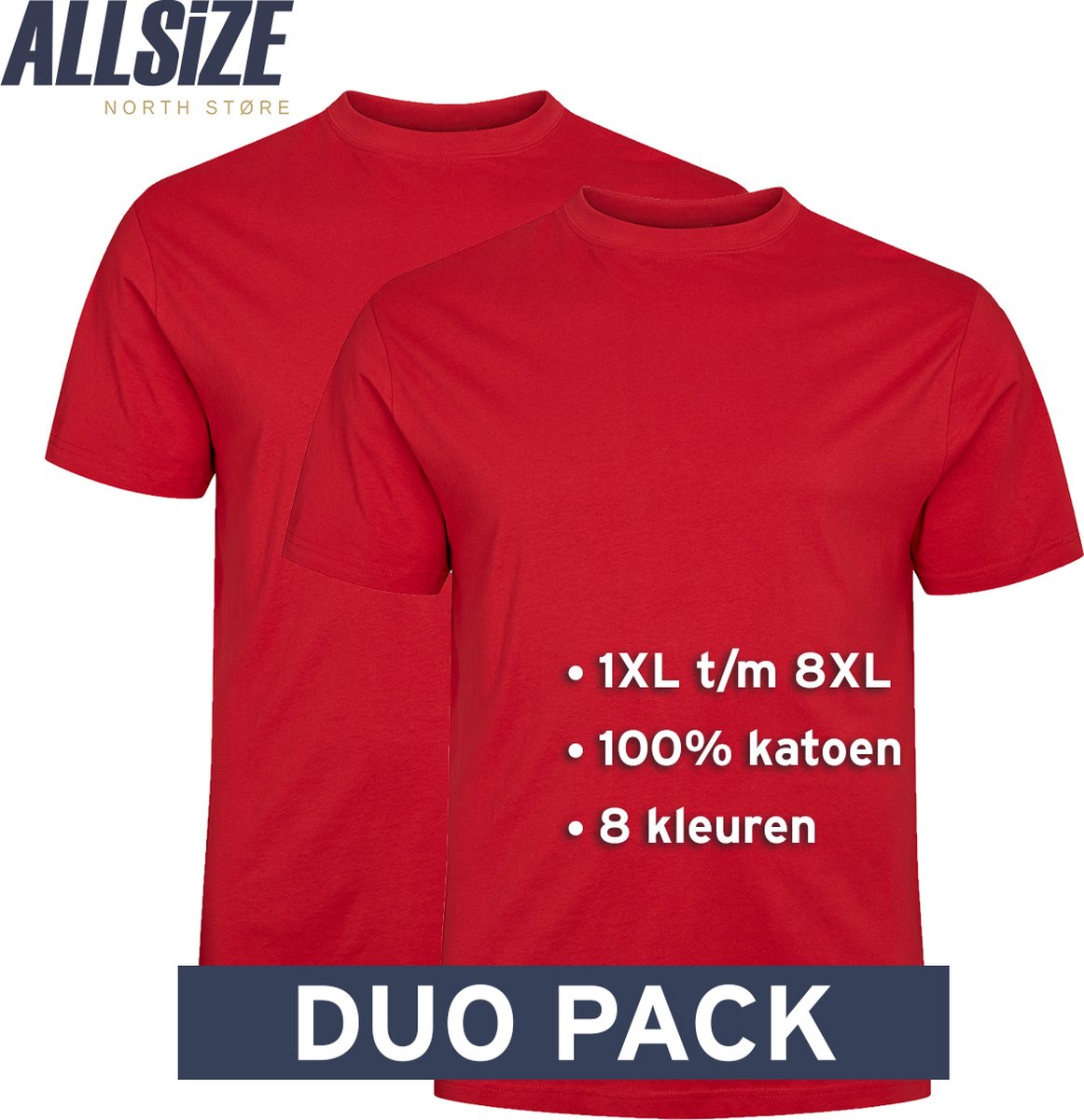 North 56°4 T-Shirts | Rood | 3XL | 2-Pack | Ronde Hals