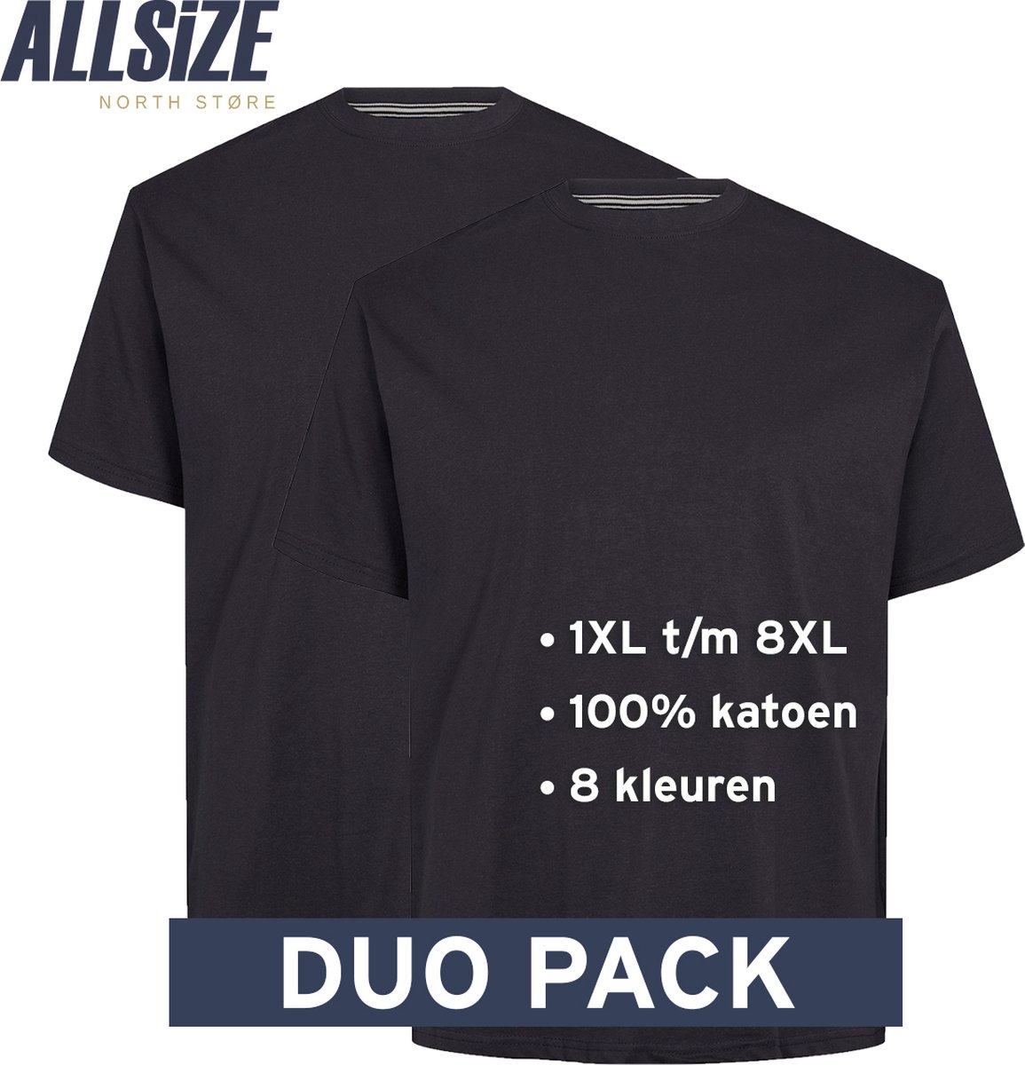 North 56°4 T-Shirts | Navy | XL | 2-Pack | Ronde Hals