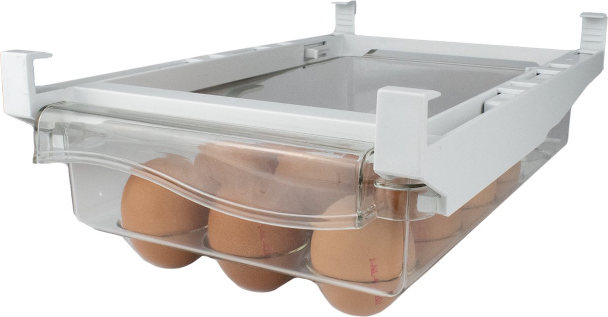 Nimma® Koelkast Organizer - Voor Eieren - Verstelbaar - Ruimtebesparend - Uitschuifbaar - Transparant