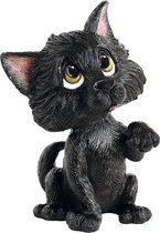 MadDeco - ludiek beeldje zwarte kat kitten - poes - polystone - 15 cm hoog - onze kleine vriendjes