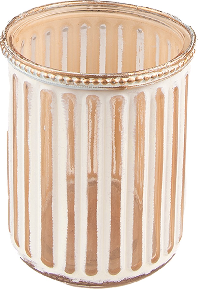 Clayre & Eef Theelichthouder Ø 10x11 cm Beige Glas