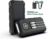 Powerbank Zonneenergie - 36.000 mah - Geschikt voor iPhone en Samsung - Zaklamp LED oplaadbaar - Wireless Charger - IP66 - USB C & Micro USB - Solar - Zonnepaneel - Geschikt voor elke Smartphone, Tablet Of E Reader - Draadloze oplader - 30000 mah