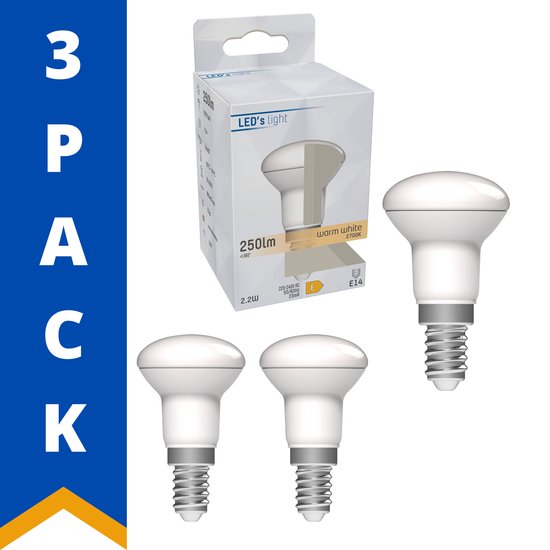 Ampoule LED ProLong E14 - Réflecteur R39 - 2,2W remplace 25W - Lumière blanc chaud - 3 Ampoules Réflecteur
