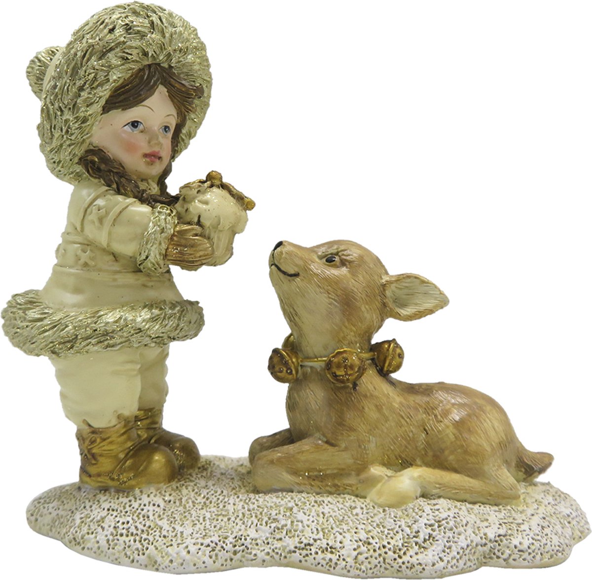 Beeld Kind 12 cm Goudkleurig Polyresin