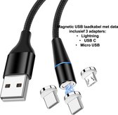 Bluetoolz® - Câble de charge et de données magnétique USB - 1 mètre - comprenant 3 adaptateurs - Garantie 3 ans