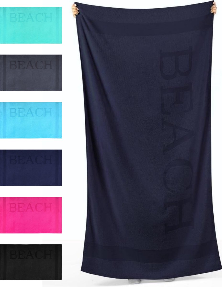 Droomtextiel® Beach Strandlaken xxl 100x200 cm - Navy Blauw - 100% Zacht Katoen - Sterke Kwaliteit