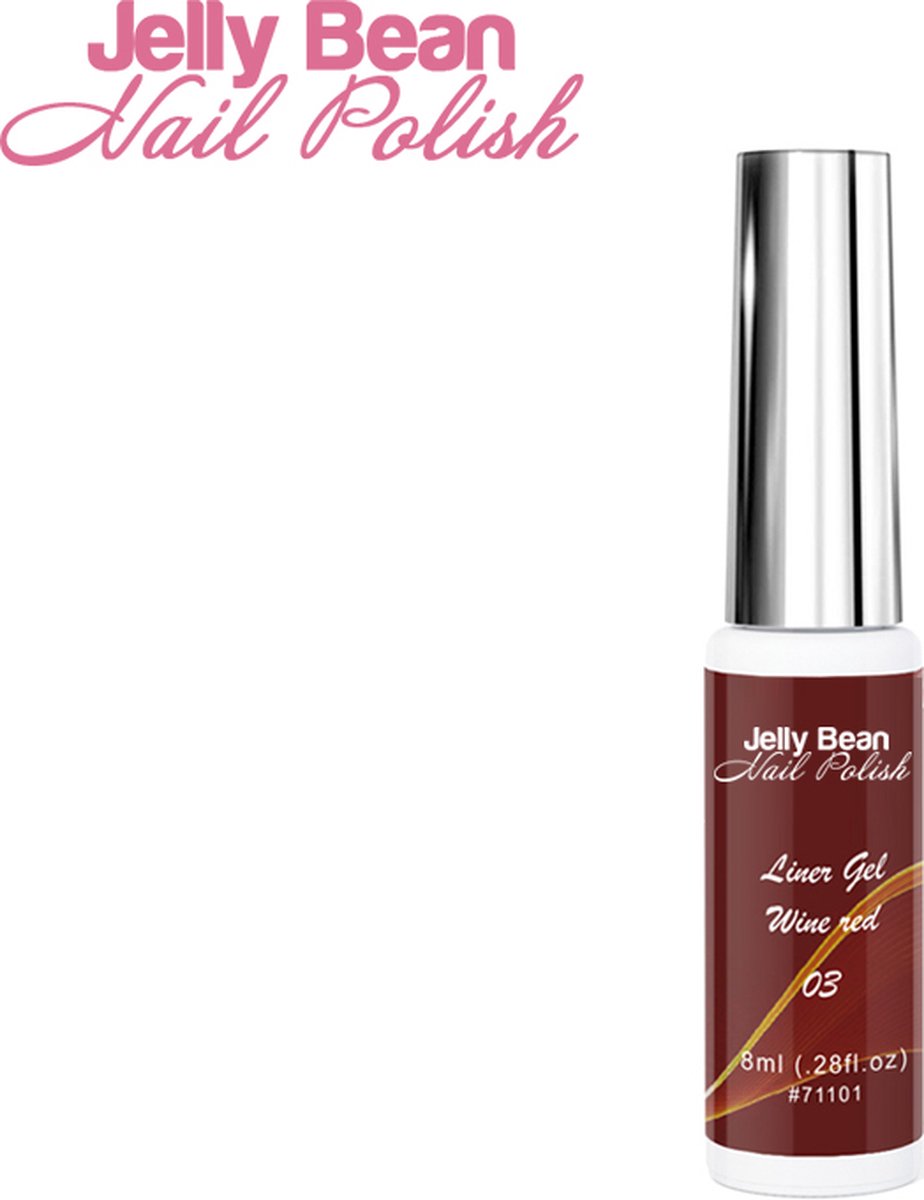 Jelly Bean Nail Polish gel liner Rood - nail art line gel Wine red (#03) - UV gellak liner 8ml