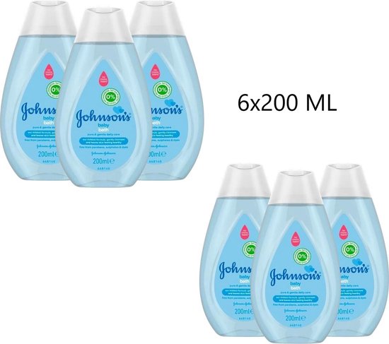 Johnson's Baby Badolie NEW Pure & Gentle 6 x 200ml - Voordeelverpakking - Jumbopakket
