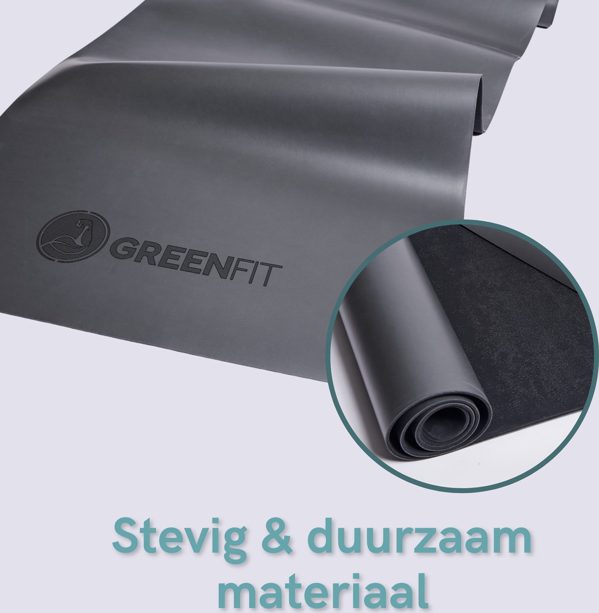 GreenFit Premium Yoga Mat - Fitness Mat - Duurzaam NBR materiaal - Antislip - Grijs -Met Opbergkoord & E-Book - Workout thuis