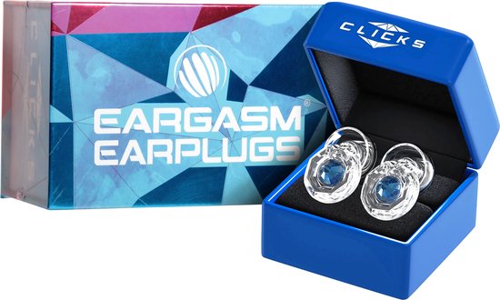 Eargasm Clicks - Festival oordopjes met juwelen in geschenkdoosje (met LED-lampje) - voor festival, feesten en concerten - aluminium opbergkoker sleutelhanger - partyplug oordoppen - gehoorbescherming voor volwassenen - party ear plugs - motor rijden