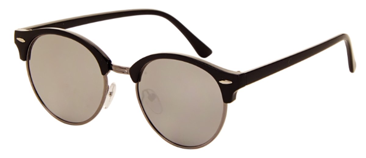 Hidzo Volwassen Half Frame Zonnebril Zwart - UV 400 - Grijze Glazen - Inclusief Brillenkoker