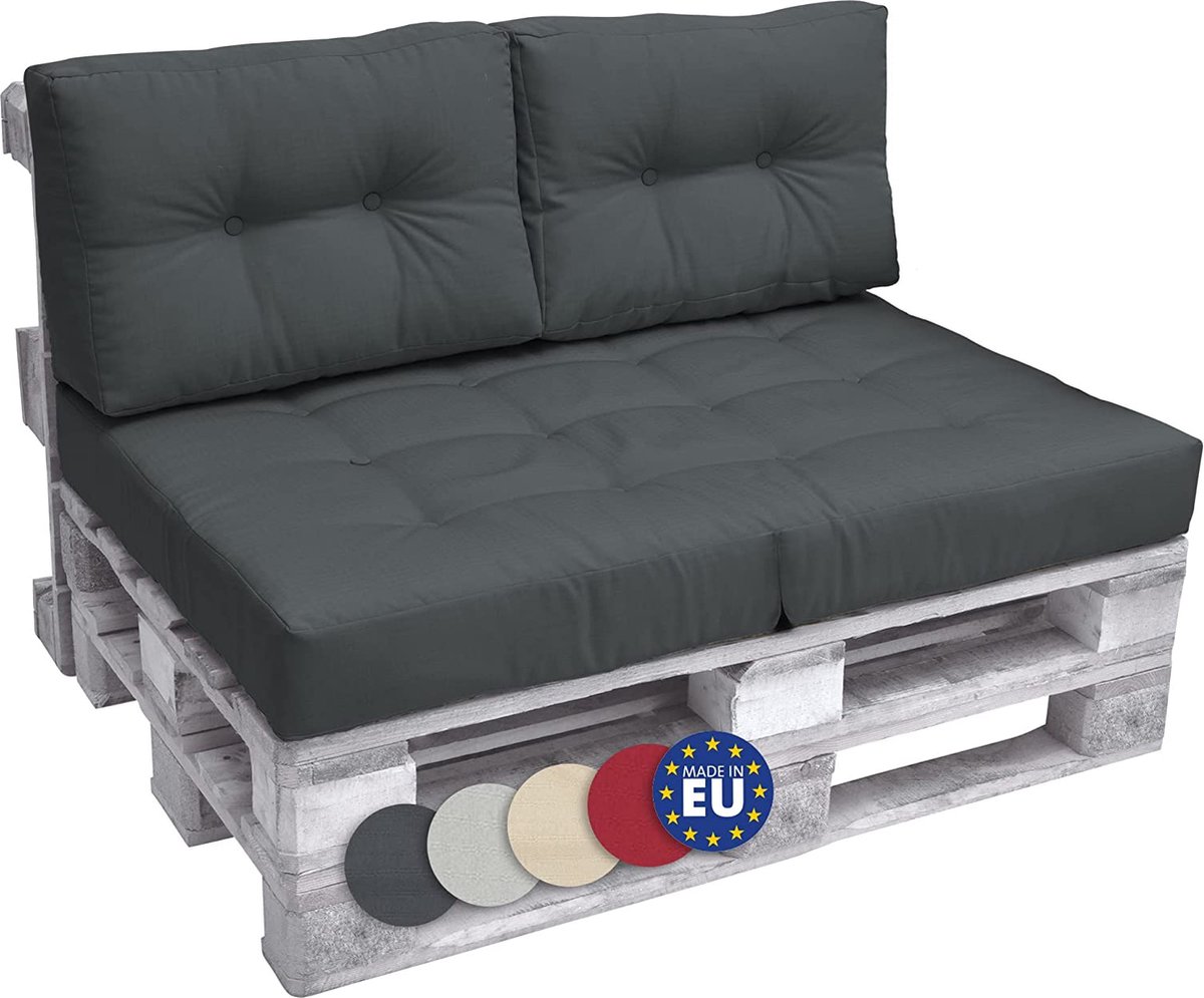 [en.casa] 1x Coussin d’assise en gris clair pour intérieur et extérieur  rembourré meuble pour canapé euro palette