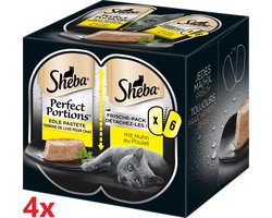 Sheba - Perfect Portions - Adult Paté Kip -  4 verpakkingen van 3x2stuks