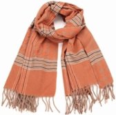 Sjaal tweed-geruit herfst-winter 180/70cm oranje